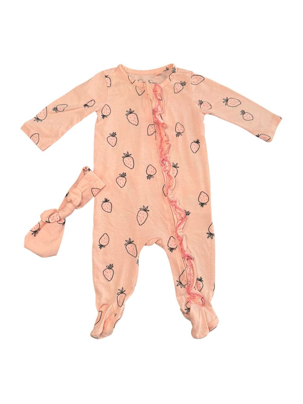 Jessica Simpson Sleepwear Baby Girl Strawberry Peach 0-3 Months